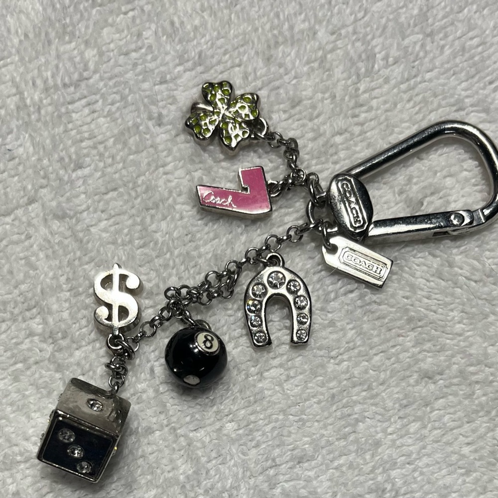 Coach Silver Lucky 7 dice Vegas Charm Keychain